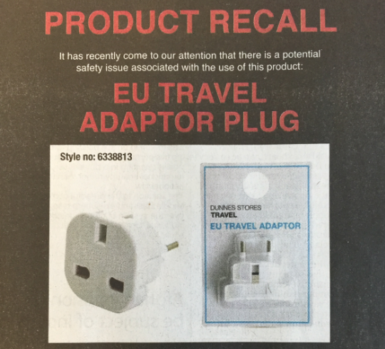 Dunnes Stores EU travel adaptor