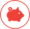 red piggy bank icon
