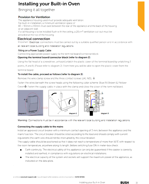 Argos safety notice for Bush BuiltIn Oven CCPC Consumers