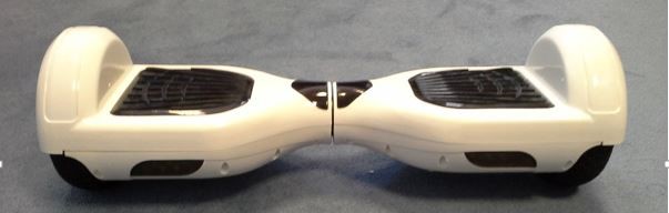 This image shows a white hoverboard.