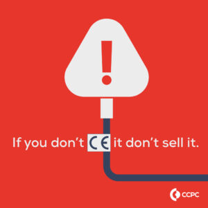 A picture of a plug and cable with the tagline, “if you don’t see it, don’t sell it”. In place of the word see is a CE compliance mark.