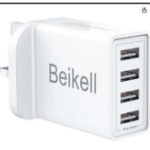 Beikell USB Plug Charger, 4-Port USB Wall Charger Power Adapter