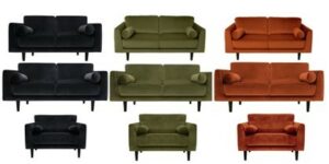 Fabric Sofa in black, orange and artichoke