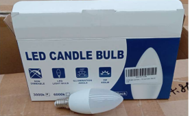 This image shows an EvaStary LED candle bulb.