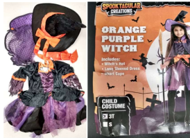 This image shows a Spooktacular creations orange and purple Halloween witch costume.