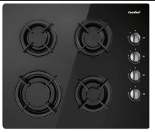 This is image shows a black Comfee gas hob.