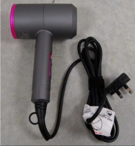 This image shows a grey and pink Flintronic hair dryer.