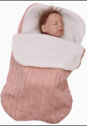 This image shows a pink baby knitted swaddle sleep bags 