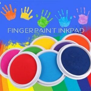 This image shows a range of coloured finger paints.