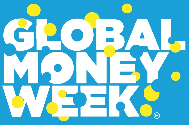This image shows the Global Money Week logo on a blue background.
