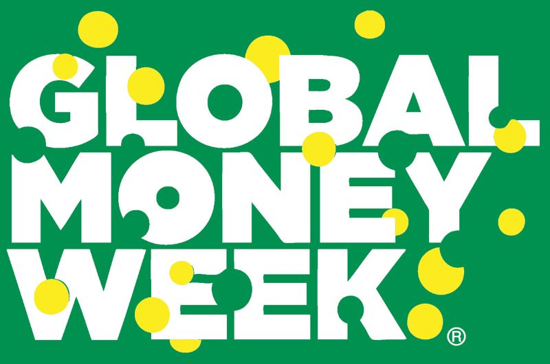 This image shows the Global Money Week logo on a green background.