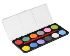 watercolour paint in 12 different colours
