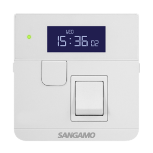 Image Shows The white variant of the Sangamo Powersaver heating control product