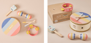 Children's musical set which includes different instruments