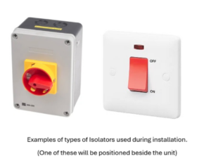 Image shows two different types of isolators used during installation.