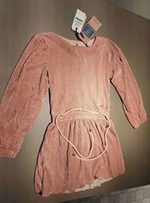 Pink children's long sleeve dress with corded waist