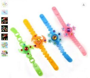 Children's light up wristwatch in green, orange, blue and pink