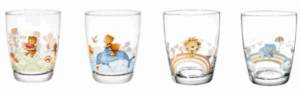 children's drinking tumbler glasses with various designs of animals