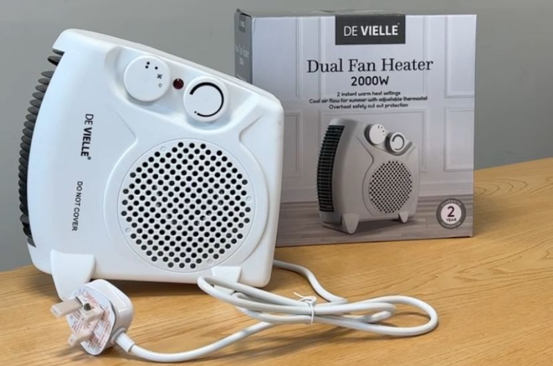 This image shows a white De Vielle heater.