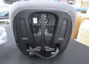 The base of a black and grey children's car seat, displaying the batch code 211X.
