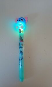 Blue LED light up pen with cartoon character head