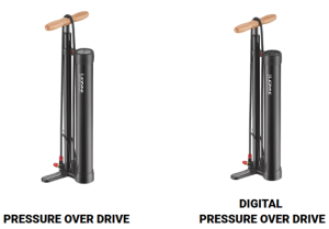 Image of two bicycle pumps, one manual and the other digital.