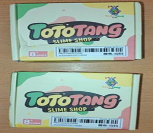 Slime packaging with branding 'tototang'