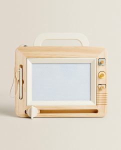 An image of a child's erasable drawing/scribble board.