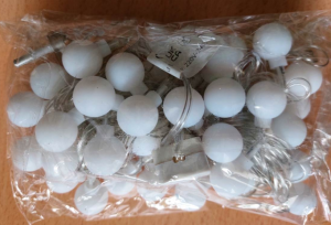 a plastic bag of LED string lights