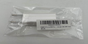 A white 2 Pin to USB Plug Travel Adapter